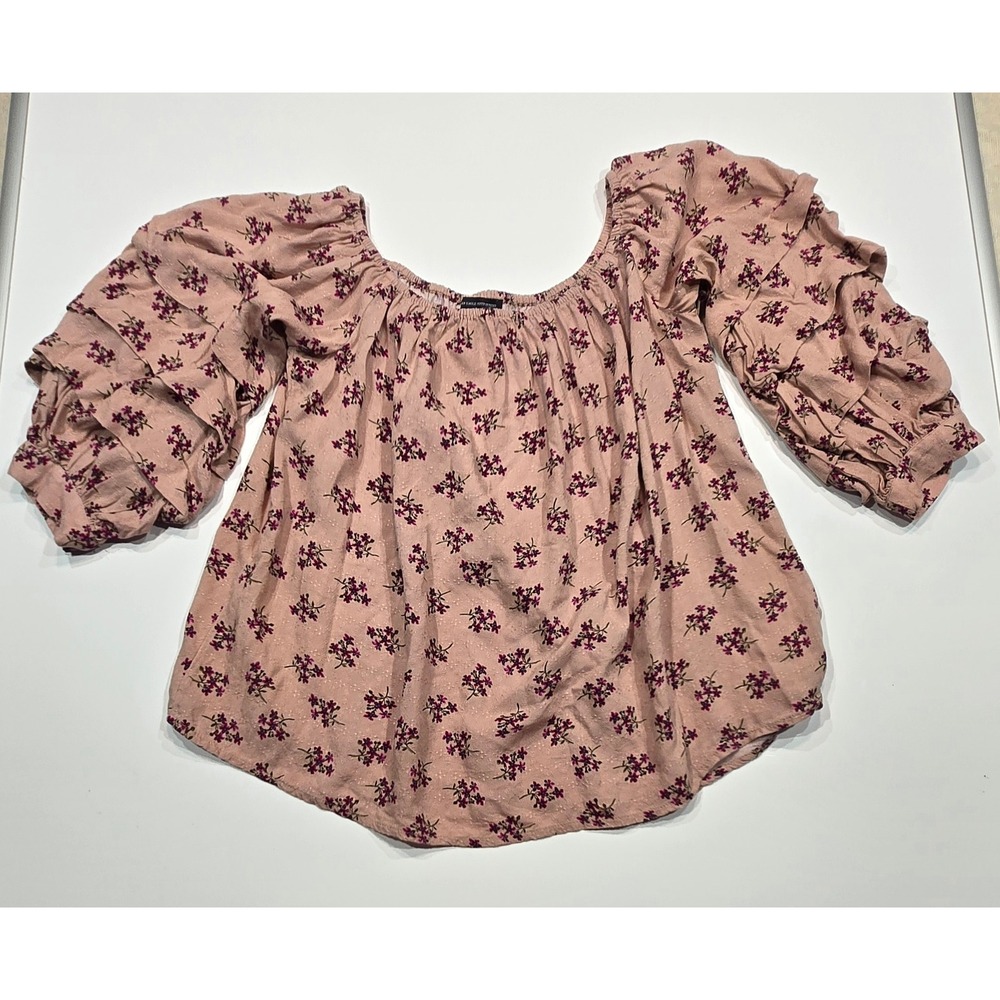 American Eagle Floral Off Shoulder Ruffle Sleeve Blouse Top Size‎ M (1258)